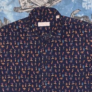 Men's Navy Surfer  Print Shirt Men’s Size Medium